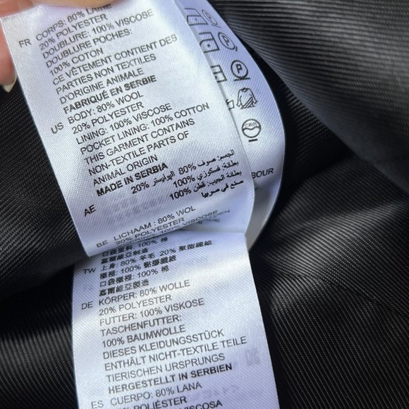 Sandro Gray Cream Rust Checked Double-Breasted 80% wool Blend Blazer - Picture 7 of 7